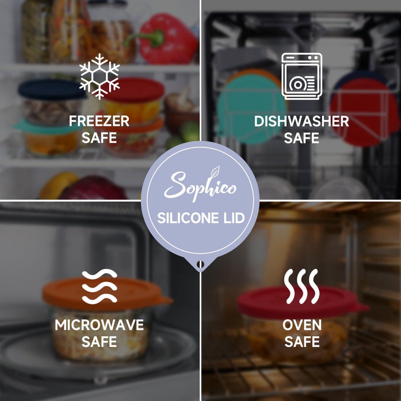 Sophico 4 Cup Round Silicone Storage Cover Lids Replacement for Anchor Hocking and Pyrex 7201-PC Glass Bowls (Container not Included) (Navy Blue-2 Pack) - Image 5